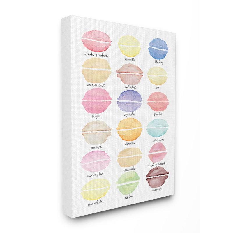 "Sweets Macaron Flavour Tableau", reproduction d'art graphique sur toile, H 40 po x l 30 po, Toile tendue