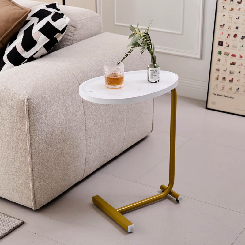2 tables de bout blanches, table en forme de C pour le salon, petites surfaces latérales étroites, facile à glisser sous le canapé, capacité de charge de 50 lb de 2, lit et chaise idéaux, espaces, grandes collations de table, boissons solides