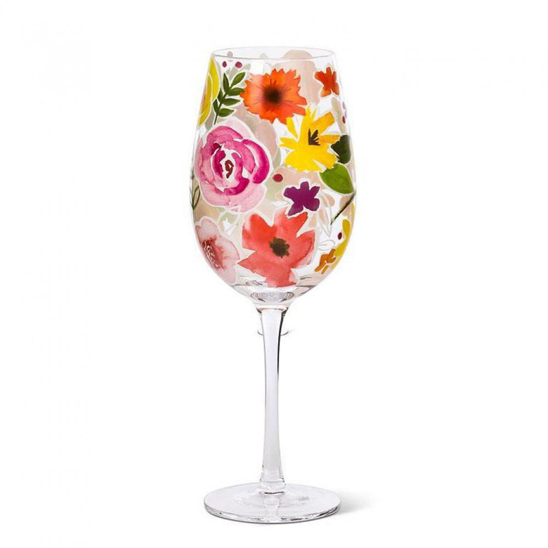 Red Barrel Studio® Jimar 14 oz. Verre à vin floral
