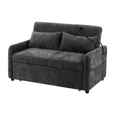 Pull-Out Double Sofa Bed with 3-Position Backrest, USB Charging & Phone Holder