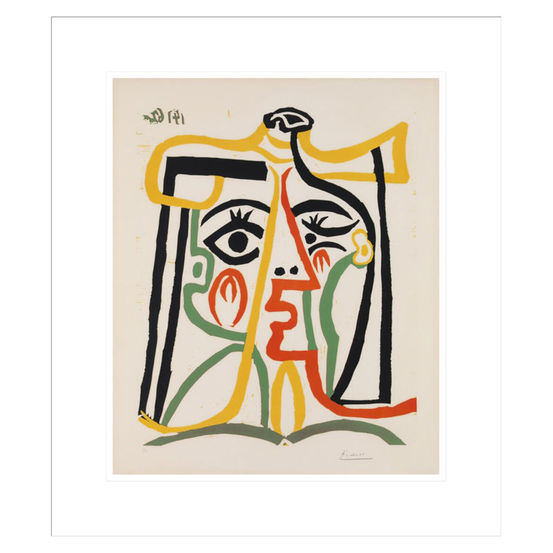 Tête de femme par Pablo Picasso, H 20,32 po x l 17,75 po