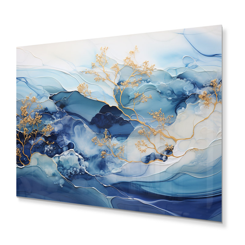 «White And Blue Alco Ink Dream» sur, H 30 po x l 40 po