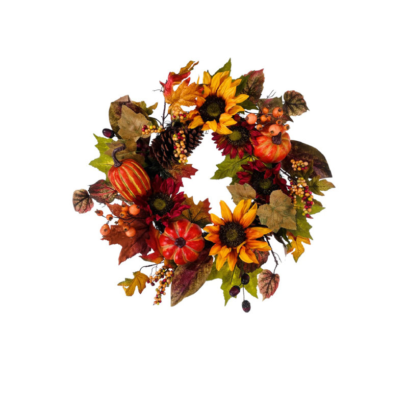 Faux Sunflower Polyester 24'' Wreath