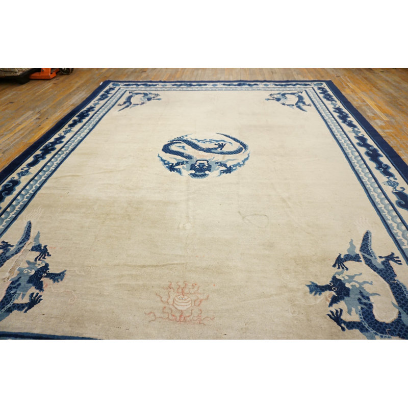 Antique Chinese Medallion Knotted Rug