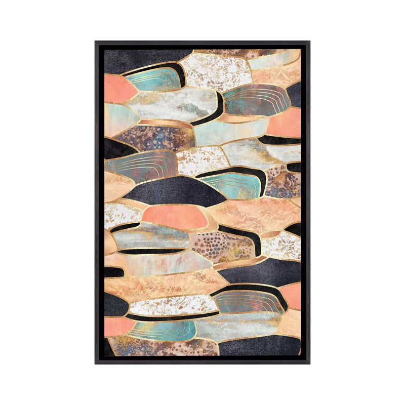 Jolie pierre par Elisabeth Fredriksson-impression d’art graphique, H 48 po x l 32 po x P 1,5 po, Toile avec cadre noir patiné