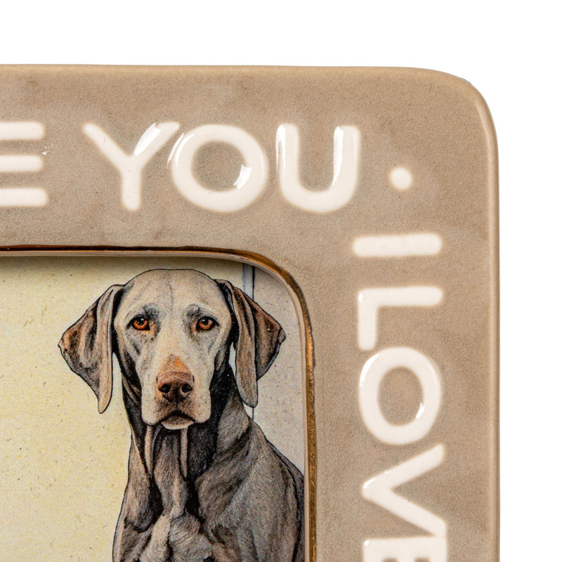 Stoneware Photo Frame "I Love You", Beige