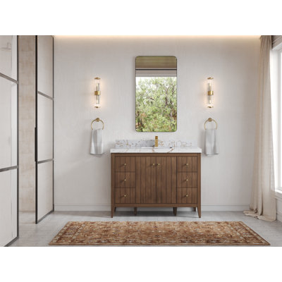 Meuble-lavabo simple 48 po avec plateau en quartz Atlanta