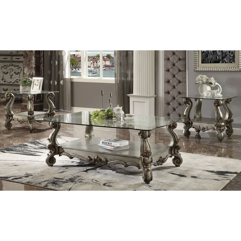 Table basse avec rangement Polson, Platine antique