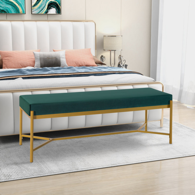 Banc long rembourré vert, Vert foncé