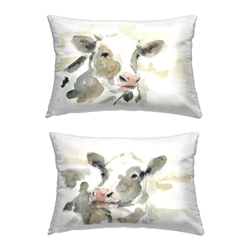 Coussin décoratif Watercolor Holstein Farm Cows par Lil 'Rue (ensemble de 2)