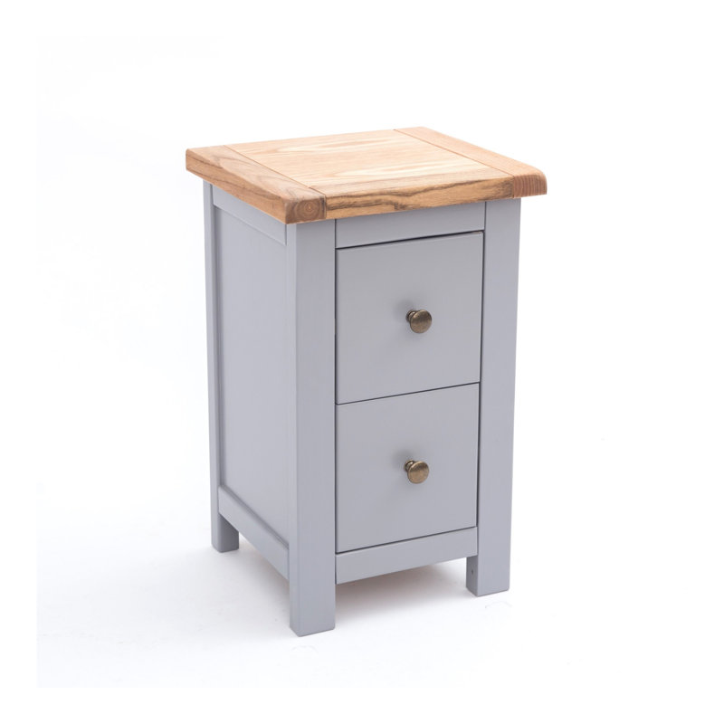 Aubusson 35cm W Bedside Table, Grey, Antique Brass