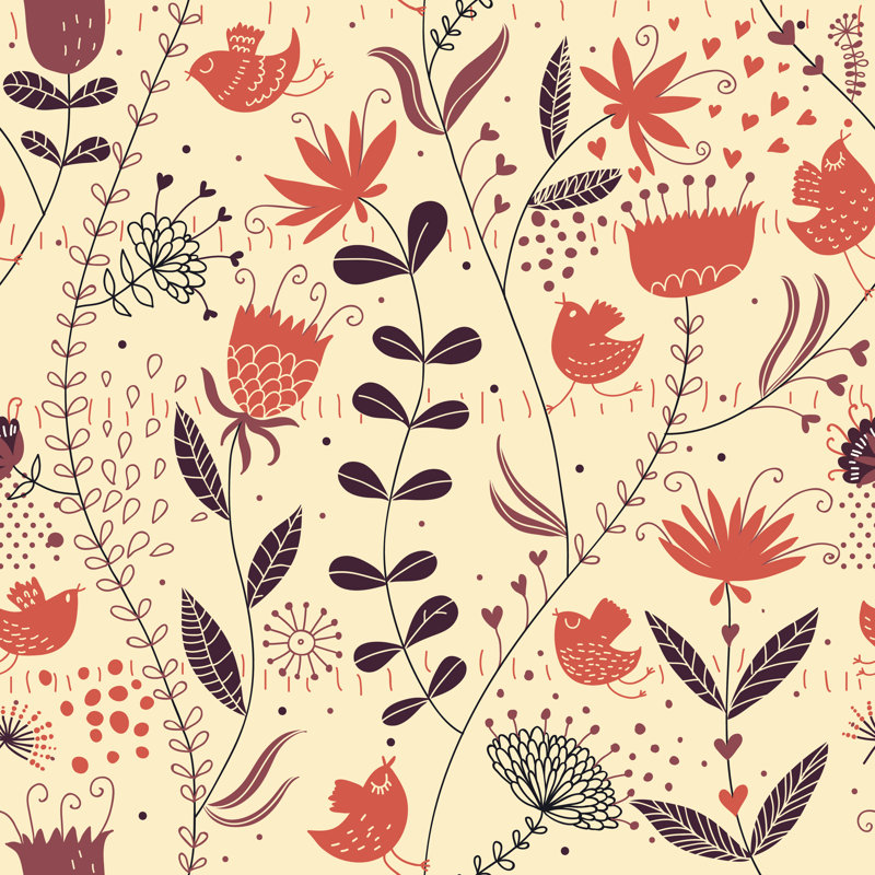 Birds In Flowers by Smilewithjul - Wrapped Canvas Print, 51cm H x 51cm W