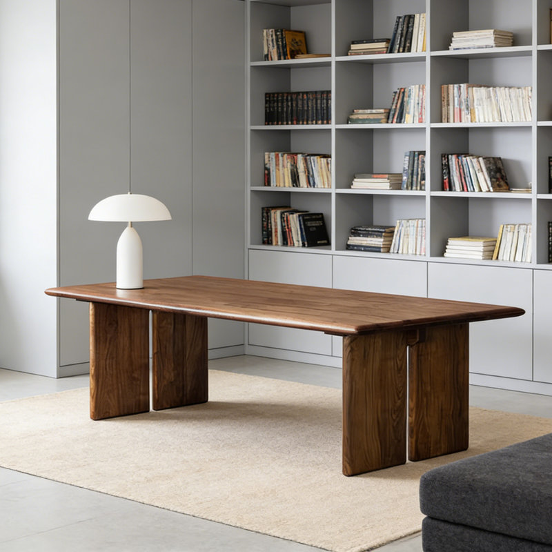 High-end Walnut Solid Wood Multi-functional Desk, 29.52" H x 94.48" W x 37.4" D