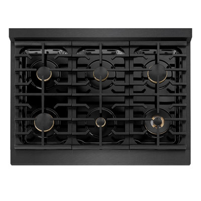 ZLINE Designer 36 in. Paramount Gas Rangetop in Black Satin Steel with Black and Bronze Accents