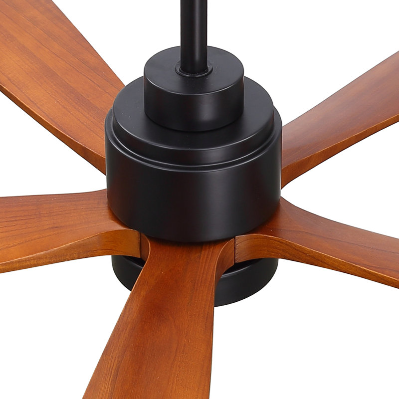Ventilateur de plafond 52 po à pales en bois massif à intensité variable avec lumières et télécommande, Noir