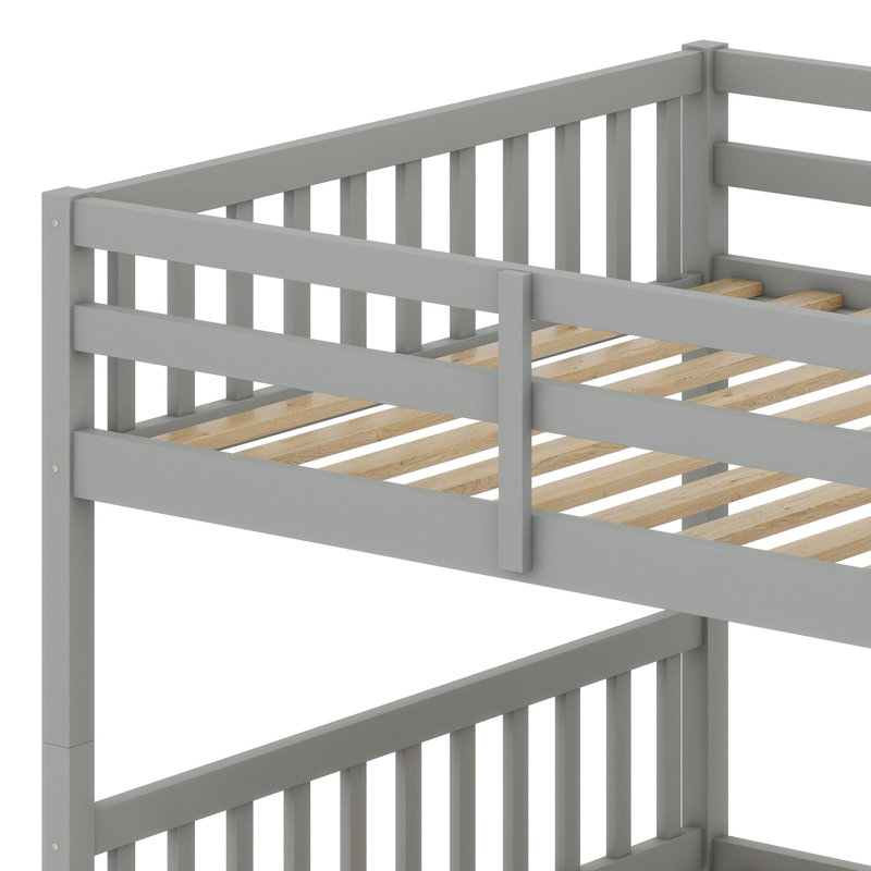Versatile Bunk Bed System With Storage Compartments, Secure Ladder Access, And Dual-Bed Conversion Capability, Gray