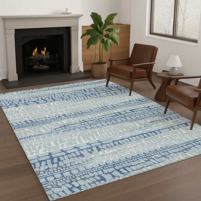 Tapis abstrait intérieur / extérieur lavable à la machine Chantille ACN2540, Ciel, Rectangulaire 3 pi x 5 pi