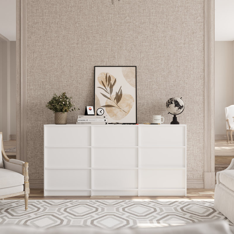 63"-dresser For Bedroom With 9 Drawers, White