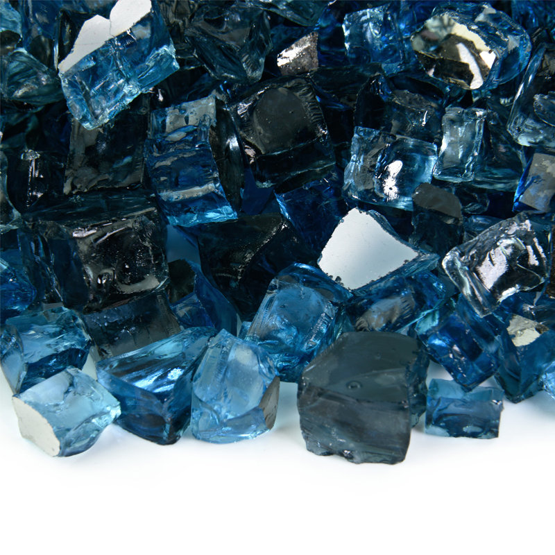 10 Lb. Original Fire Glass Fire Glass, 0.5", Kenai Blue Reflective