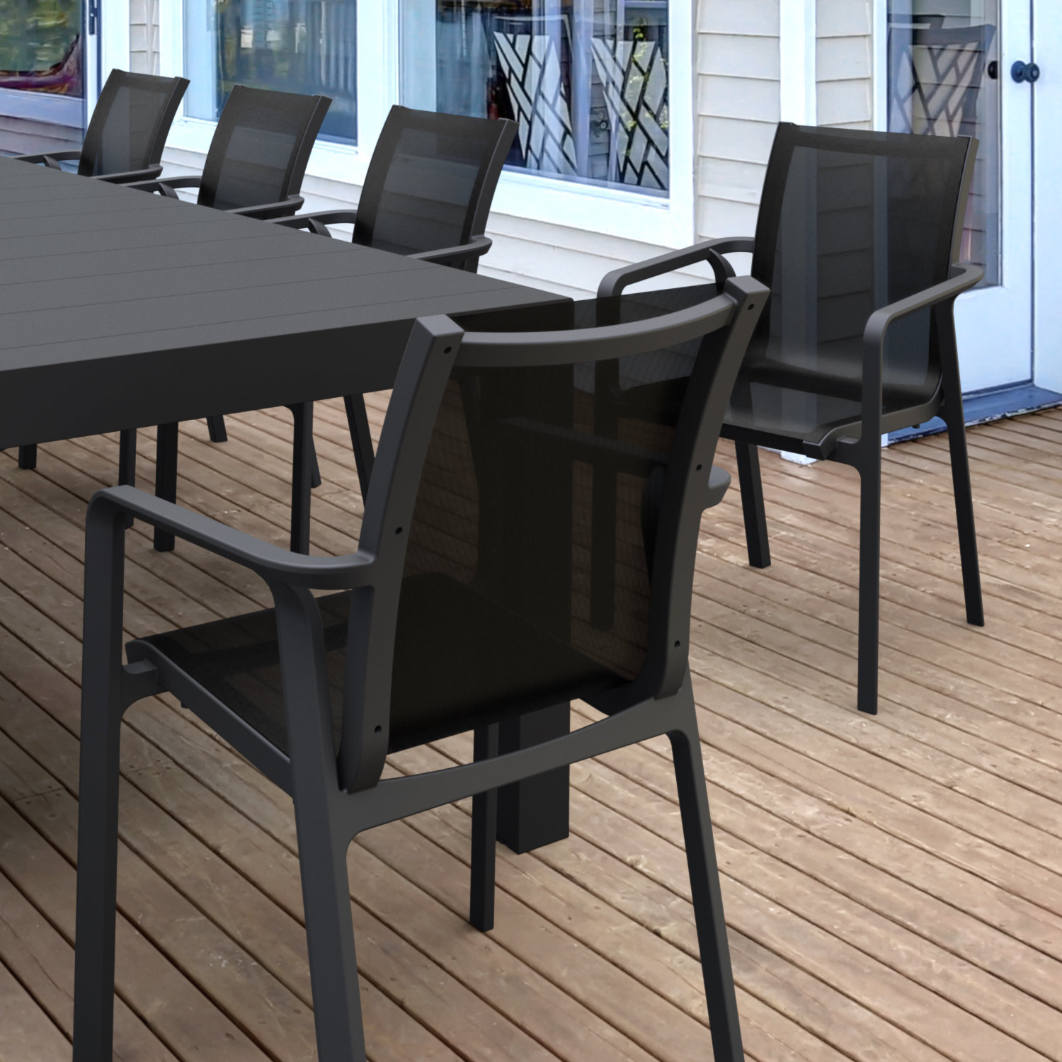 Farrah 118" Patio Dining Set, Black