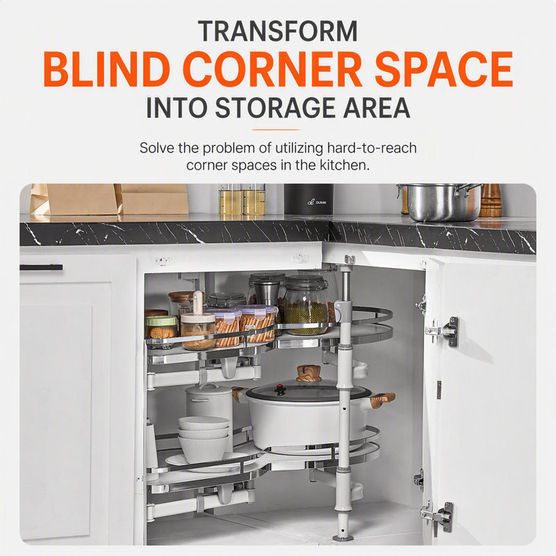 2 Tier Swing Left Blind Corner Cabinet Pull Out Soft Close Kitchen Organizer