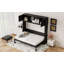 Lit escamotable double avec armoires de rangement, noir