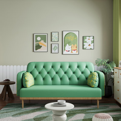 Canapé-causeuse vert avec motif tulipe Canapé deux places rembourré en polyuréthane moderne