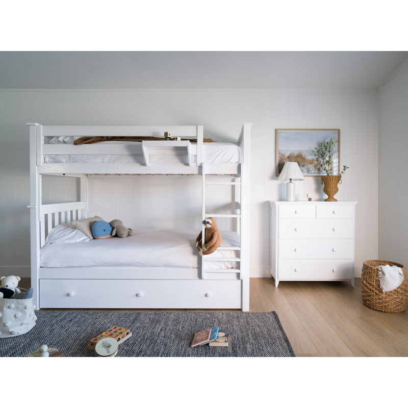 Savona FSC®-Certified Oak Kids Bed/Bunk Bed, Twin/Twin Kids Bunk Bed, Washed White