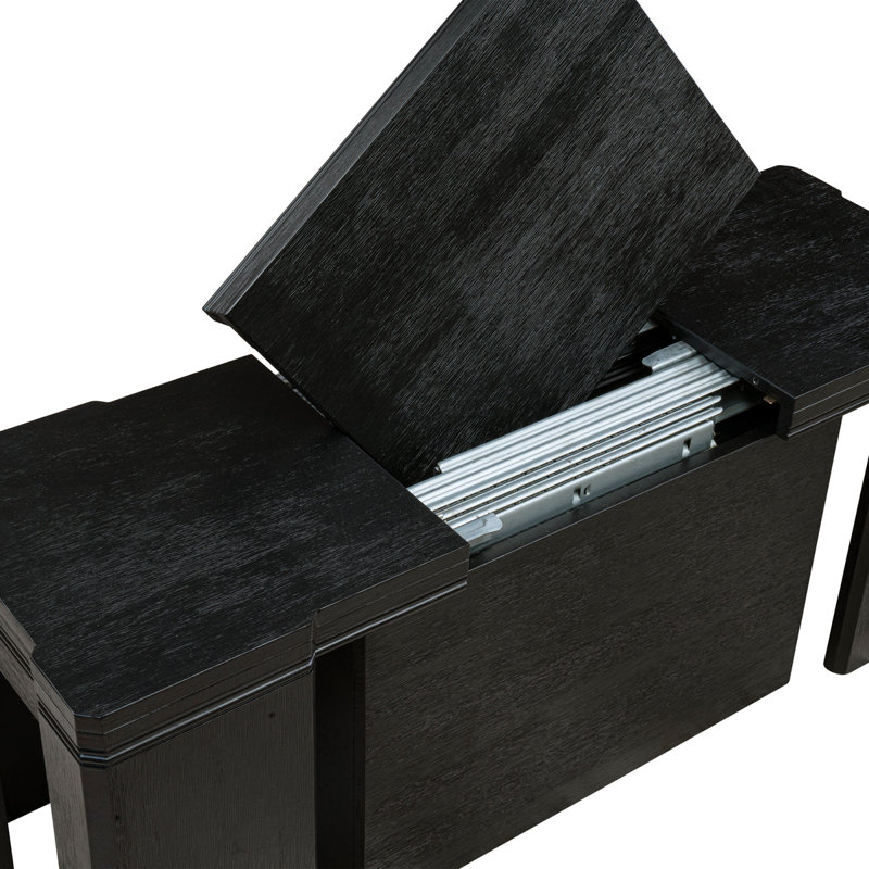 Ensemble de table de salle à manger 5 pièces Modern, Fil noir brossé, 5 pièces: 2 chaises, 2 bancs, table, Noir