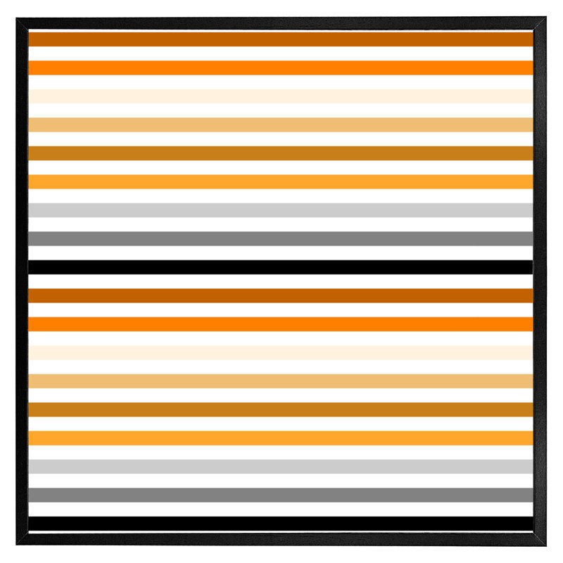 Solveg Striped , Orange Black Gray Beige And Brown - Single Picture Frame Print, Black Framed, 31cm H x 31cm W x 4cm D
