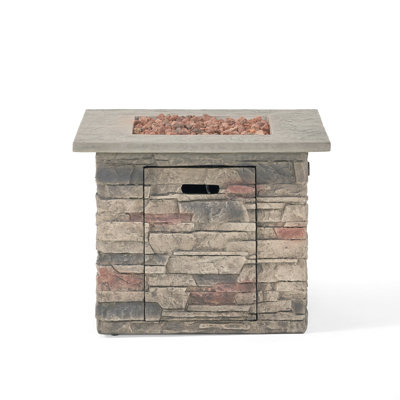 Stone Square Mgo Fire Pit W Top- 40,000 Btu