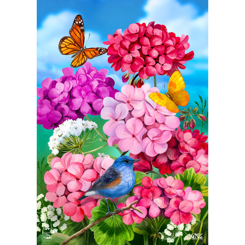Geraniums In Bloom House Flag