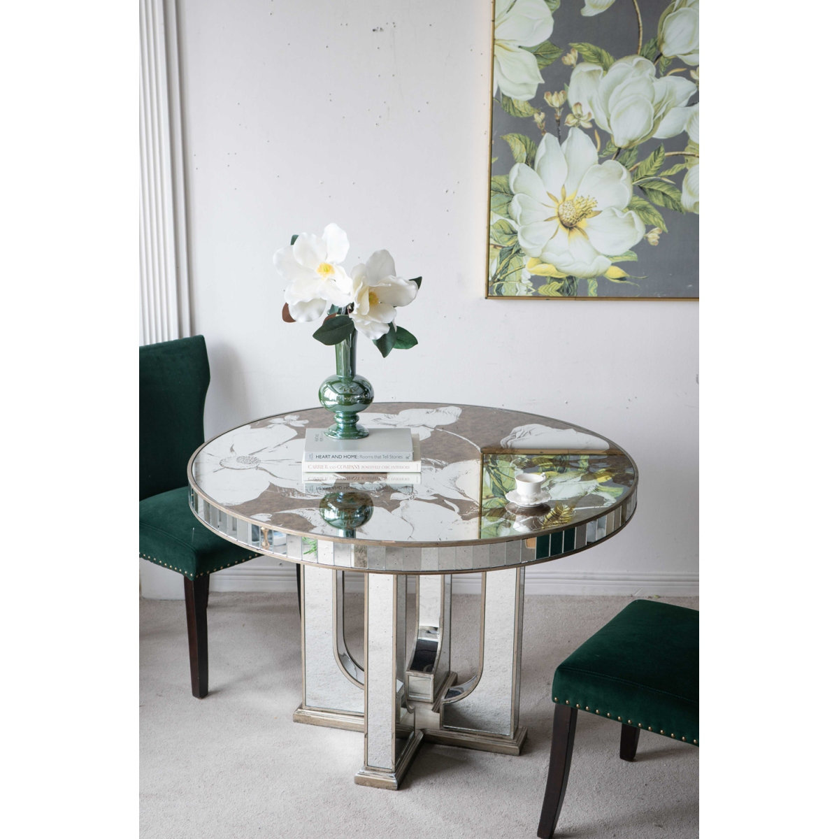 Latitude Run® 47X47x31.5" Round Dining Table With Elegant Floral Design ...