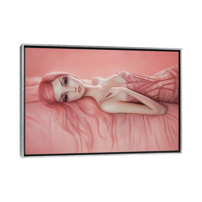 Audrey par Inconnu - impression d'art graphique, H 40 po x l 60 po x 1,5 po, Toile avec cadre argenté