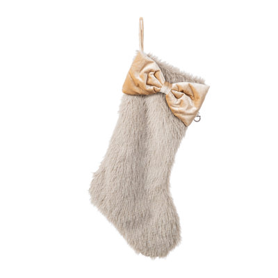 Chaussette de Noël en fausse fourrure 21 "avec nœud L 21"