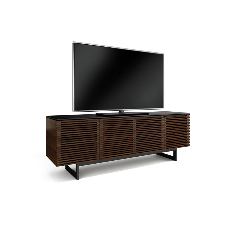 Corridor Glass TV Stand, Chocolate Stained Walnut