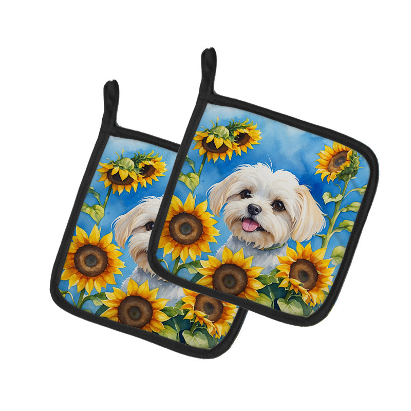 Caroline's Treasures In Sunflowers Floral Polyester Potholder Set