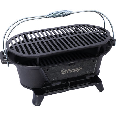 Grille en fonte - Portable compacte pour les fruits de mer et les viandes, conservant la chaleur, émaillée, avec contrôle de la température Facile à transporter au charbon de bois pour l'extérieur