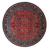 Hand Knotted Wool Oriental Area Rug in Red/Blue/Black
