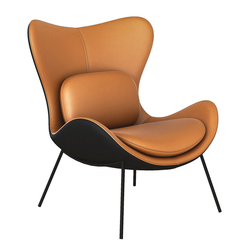 Leather Upholstered Wingback Accent Chair With Pillows