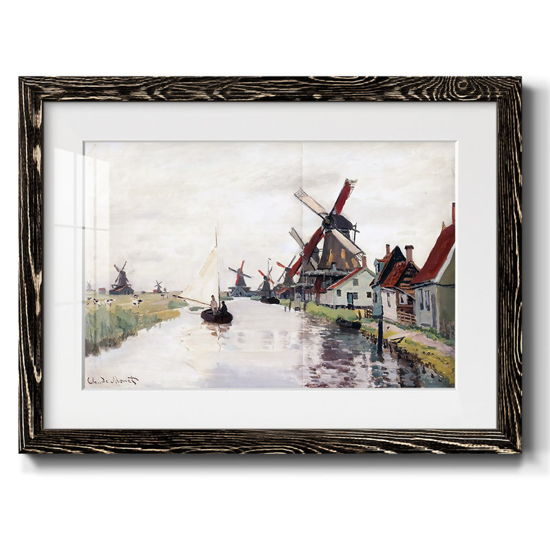 Windmills in Holland, 1871 - Reproduction encadrée rustique avec tableau mat, Noir, H 18 po x l 26 po