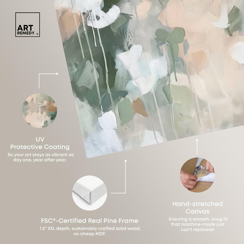 Earth & Emerald Rhythm Canvas Minimal Abstracts by Art Remedy, 16" H x 16" W x 1.5" D, Wrapped Canvas