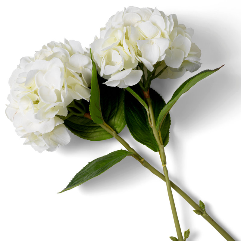 Bouquet Of Hydrangeas White Tones Real Touch 48 Pcs/2 Varieties, White
