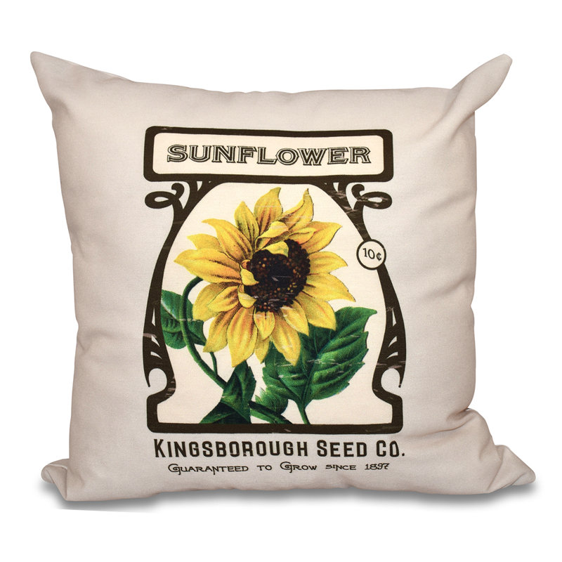 Botanical Blooms Floral Reversible Throw Pillow, 16" H x 16" W, Ivory