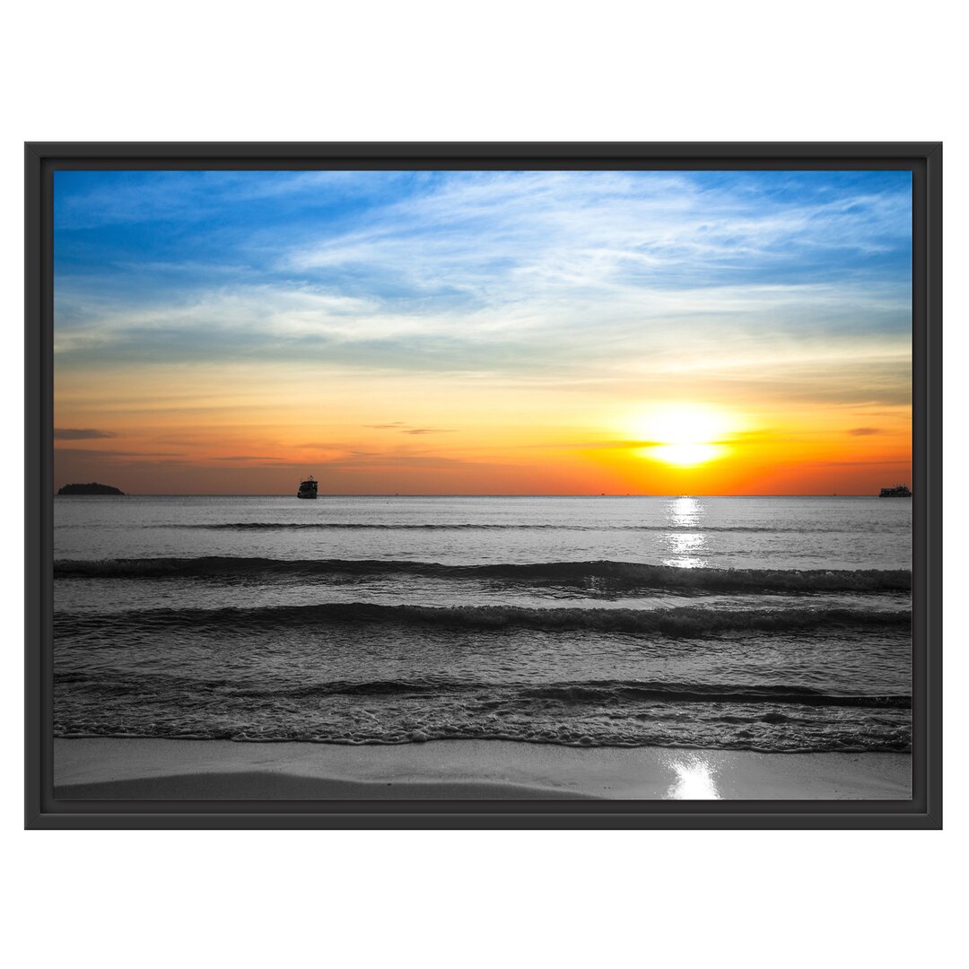 Gerahmtes Wandbild Malibu Beach Sunrise Water Sand