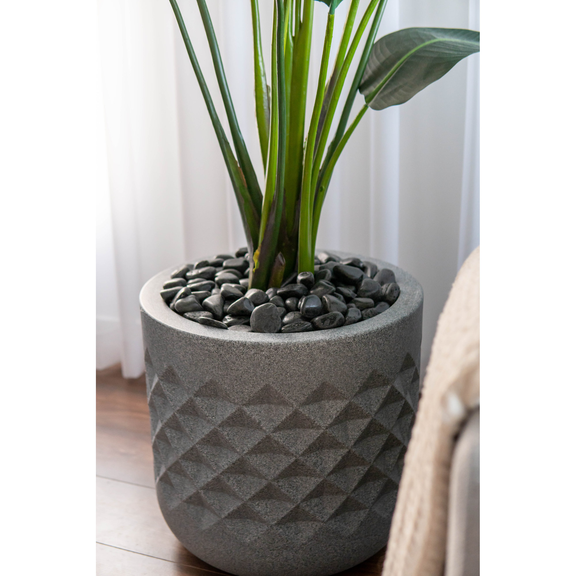 Lisle Pot Planter, Granite, 18" H x 18" W x 18" D