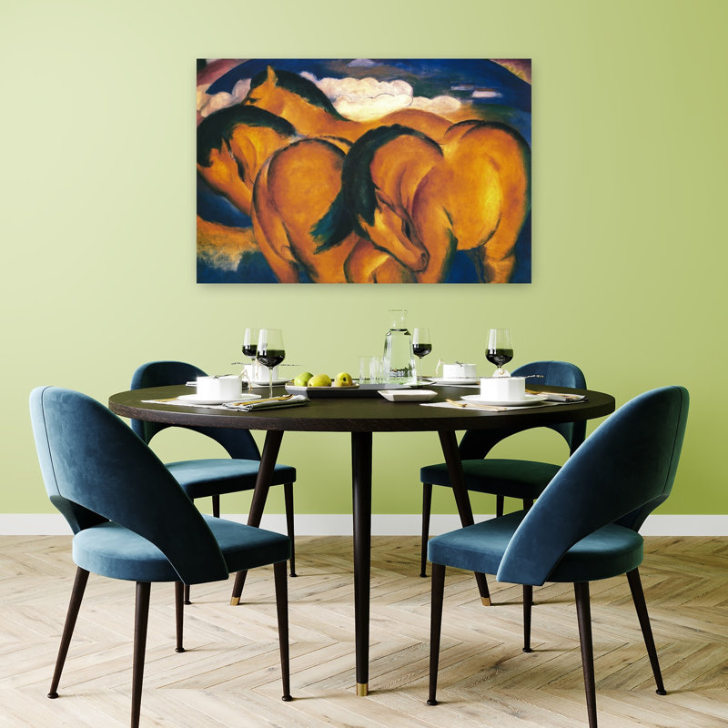 Little Yellow Horses Classic Abstract Contemporary Horse Landscape Wildlife Wall Art Print by Franz Marc - Wrapped Canvas Print
