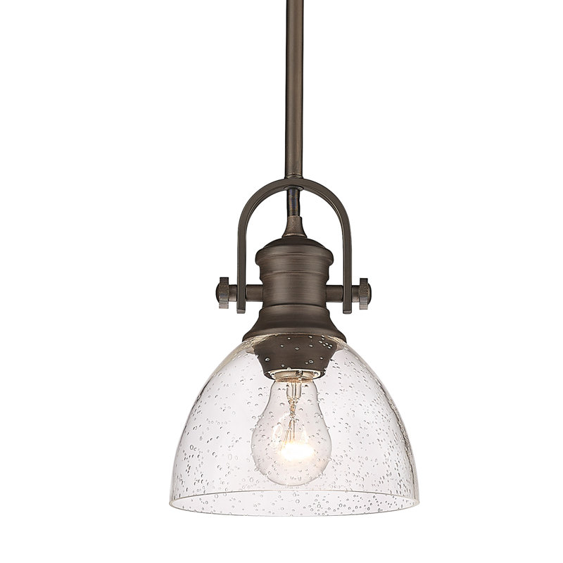 Bales 1 - Light Shaded Pendant, Seeded Glass, Rubbed Bronze