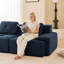 Canapé modulaire moderne de 117 pouces, tissu en velours côtelé, canapé 3 places surdimensionné avec assise profonde, passepoil perlé, conception capitonnée, connexion par boucle, sans assemblage, conception antidérapante, bleu-146062434-146062442-146062447