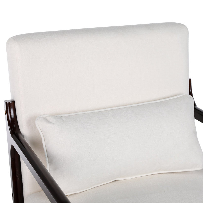 Modern Armchair, Accent Chair with Solid Wood Frame, Beige, Dark Brown